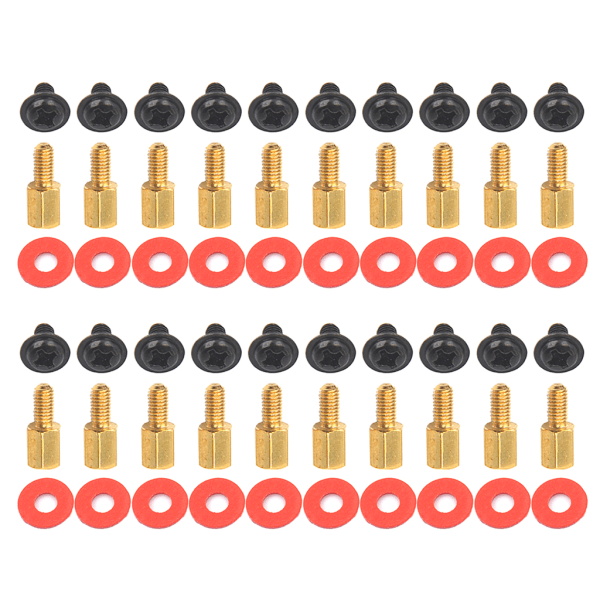 Bundkort Riser Skruer Computer Røde skiver 6,5 mm 6-32-M3 Messing Standoff 20 stk.