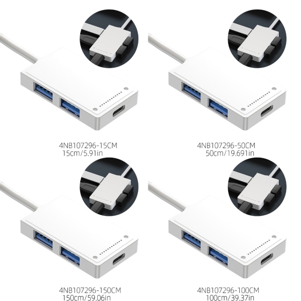 4-Port Type C Hub USB 3.0 2.0 Splitter Dator Notebook Tillbehör för Laptop Extender Gadget Adapter Converter 150cm