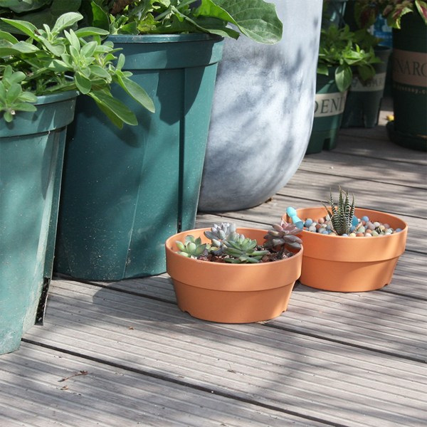 Trädgårdstillbehör Imiterad terrakottakruka/bricka för växter Blomma Bonsai Kaktus Rund växtkruka/bricka med dräneringshål null - A Caliber 14cm