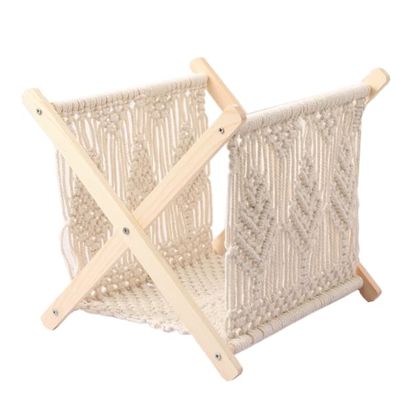 Makramee-lehtiteline Boho-lehtiteline Säilytysteline Sanomalehdille