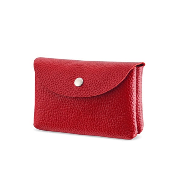 Mote skinnkort Holder Lommebok Bytt lommemyntpung for menn kvinner Red Double layer