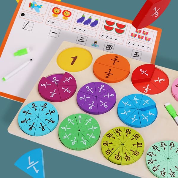 Bråkcirklar för barn Set Pusselspel Läromedel för matematikberäkning