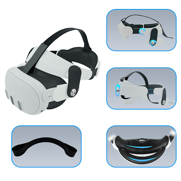 Komfortabelt VR-spilhovedbånd Hovedstropper til 3 Headset Hovedbånd Stropper