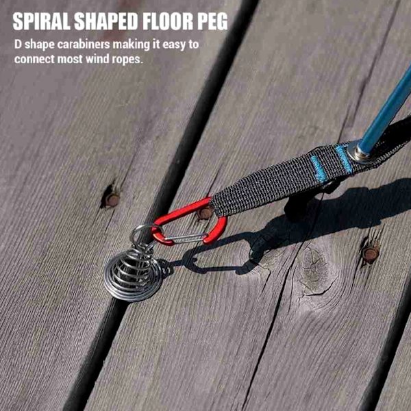 Octopus Deck Peg 10 st/set Rostfritt stål Tälttillbehör Bräda Peg Spiral för Utomhus Resor Camping Vandring Fjäder Karabinhake White