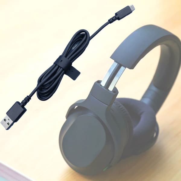 Svart USB-A til C-port ladekabel, erstatningsledning