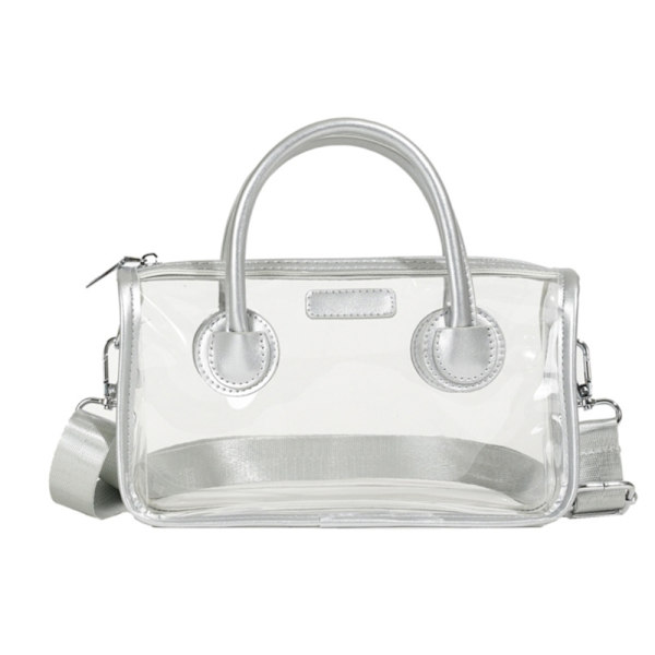 Damväska Transparent Handväska Top Handtag Axelväska PVC-väska Semester Silver