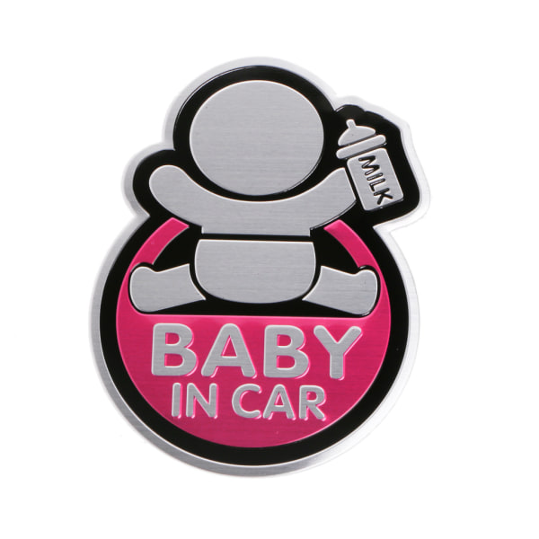 Bil 3D fönster aluminium klistermärke Baby IN CAR varningsdekal Säkerhet Vattentät Pink