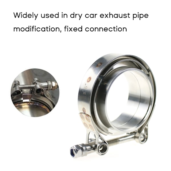 Avgass V-bandklämma med fläns 3'' V-band Turbos Rör Avgasklämma 76mm Width 22mm