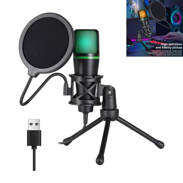 Bærbare USB-plugger og spilldatamaskinmikrofoner RGB-forsterkningskontroll støtdemper