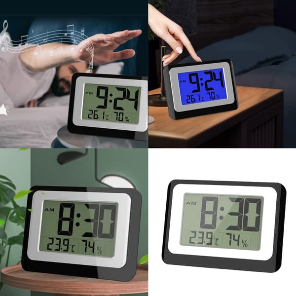 Elegant LCD Digitalur til Boligindretning Tid Temperatur Hygrometer Display