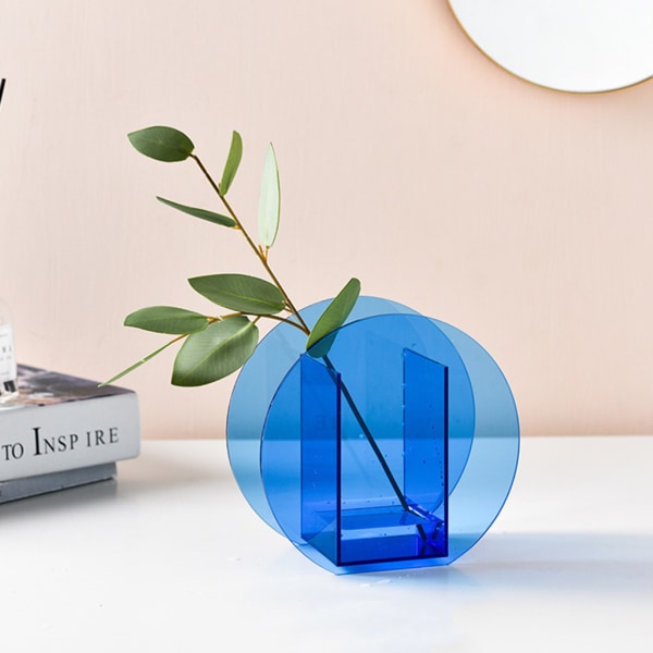 Geometrisk vas Akryl Blomsterarrangemang Vas Ornament Konst Bordsdekoration Blue - Round shape