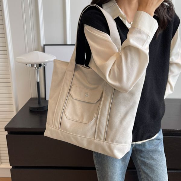 Indkøbstasker Bogtaske Trendy taske Mode Casual Shopper Bag Alsidig håndtaske Khaki