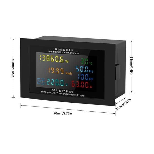 Högprecisions effektmätare Amperemeter Voltmeter AC50V-380V 100A Tydlig Display