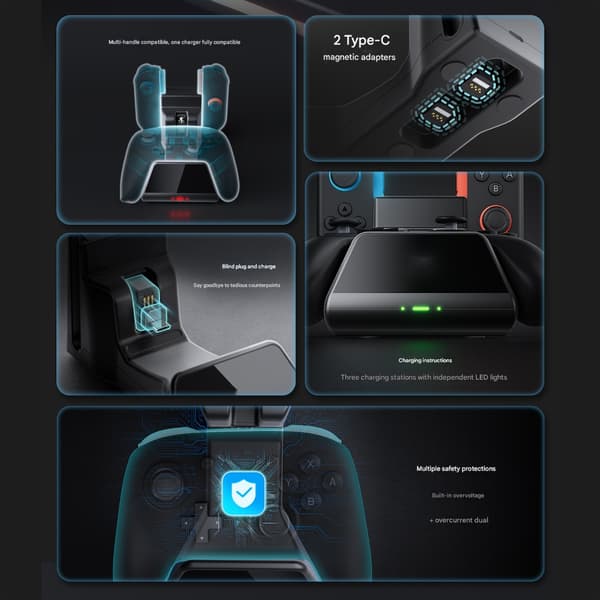 Snabb laddningsbas Säker magnetisk laddningsbas för Gaming Joy‑Con-enhet
