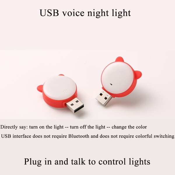 USB Nattljus Röstkontrolllampa Nödbelysning Färgglada ljusdekorationer
