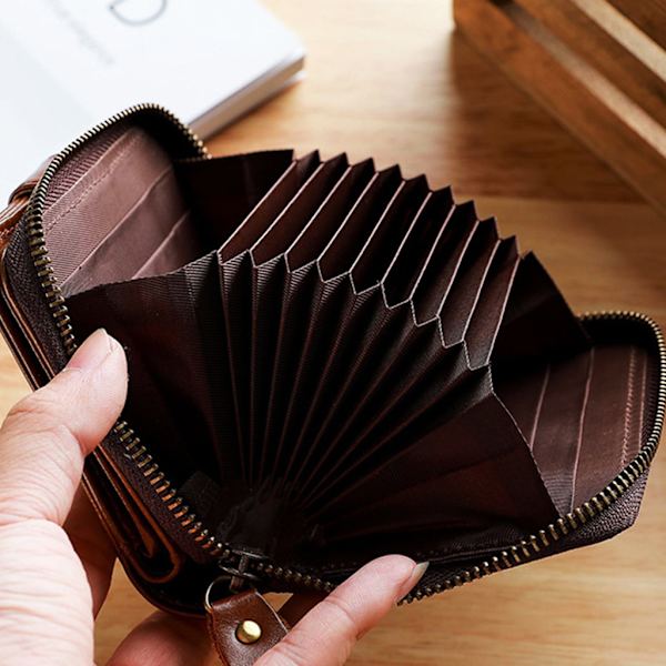 Män ID Kreditkortshållare Läder Business Ficka för case Multi-Function Organizer Plånbok Black