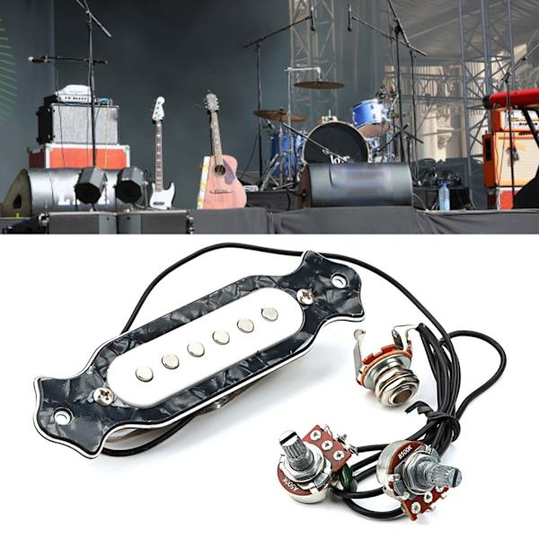 6-strängad Cigar Box Gitarr Pickup Förkopplad Gitarr Ljudhåls Pickup med Ratt