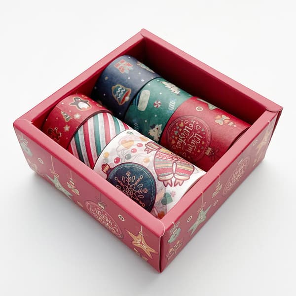 6 Rullar Jul Washi Tejp DIY Scrapbooking Papperstejp för Presentinslagning