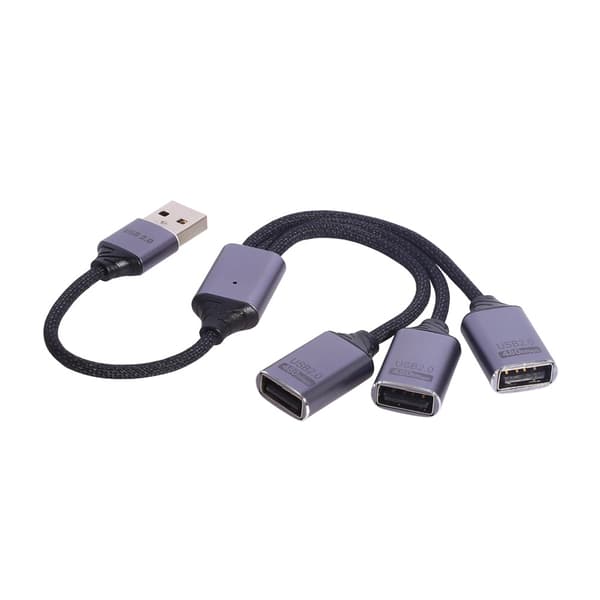 3-i-1 USB-splitkabel 25 cm ledning til computer, bærbar computer, USB-flashdrev, mus