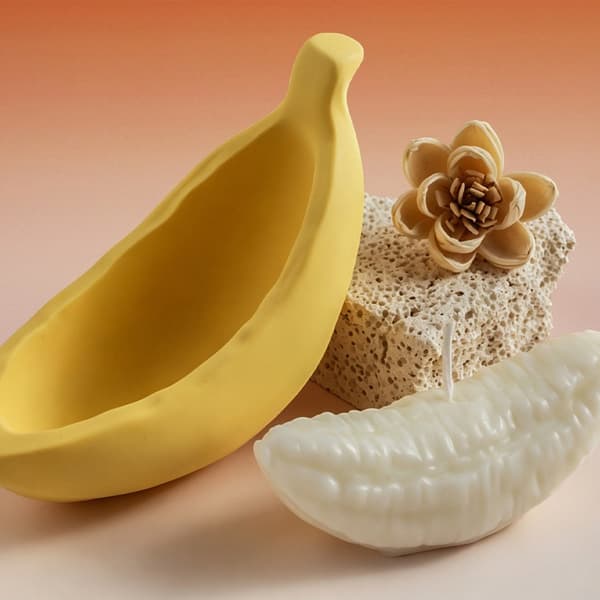 Banan-tema silikonformsett for laging av stearinlys og voks