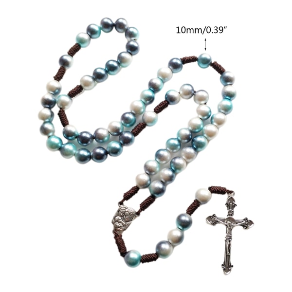 Handgjorda sträng katolska rosenkransen halsband runda pärlor Religiösa Heliga Maria Jesus för kors hänge halsband för män kvinnor