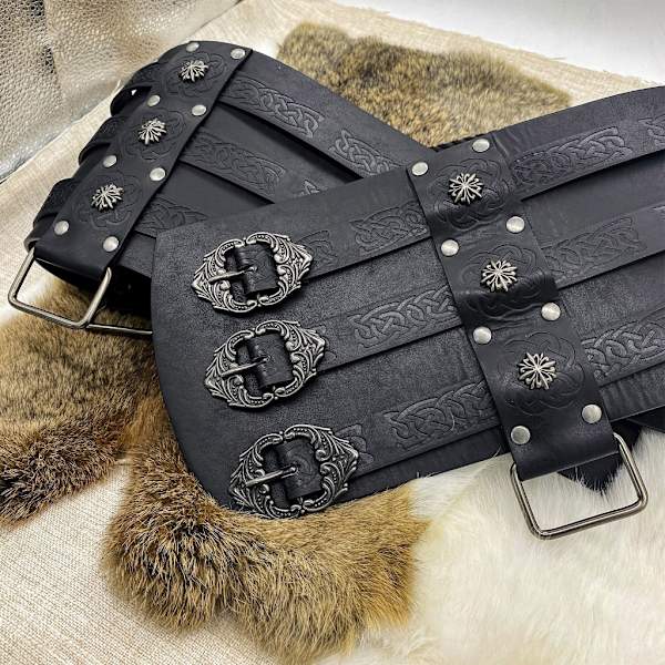 Vikingpräglad brett bälte nordisk konstläder rustning bälte Halloween kostym Brown