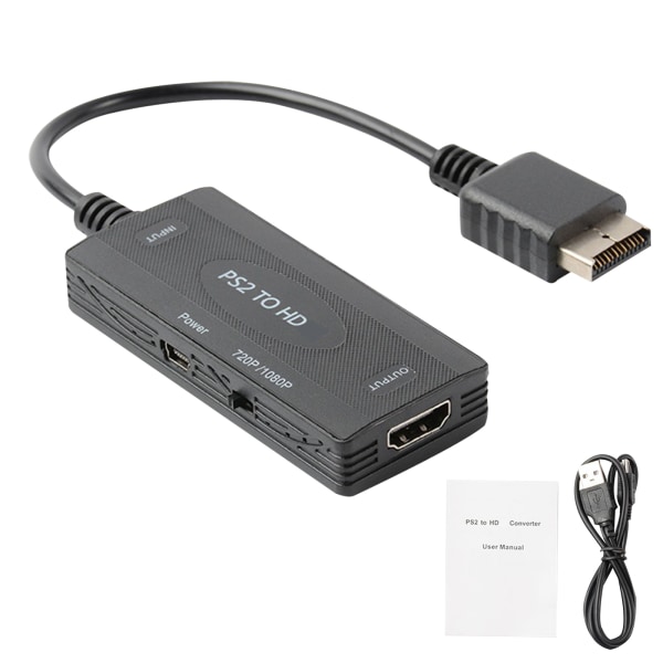 för PS2 till HDMI-kompatibel Audio Video Converter Adapter 480i/480p/576i för konsol Stöder allt för PS2 visningslägen