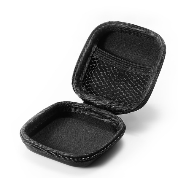 USB datakabel förvaringsväska Läderhörlurar Cover Mini blixtlåspåse Box för de flesta headset Fallbeständig Black