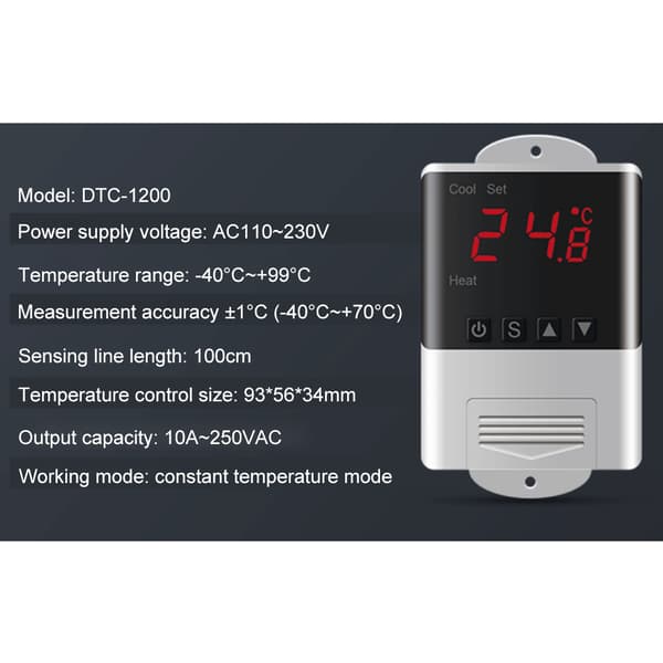Termostat Fuktighetskontroll 110V-230VAC Temperatur Fuktighetskontroller Regulator