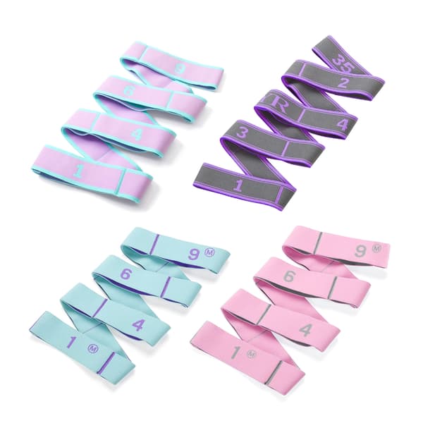 Stretch Strap med 9 öglor elastiskt stretchband för yoga fysisk-terapi Purple