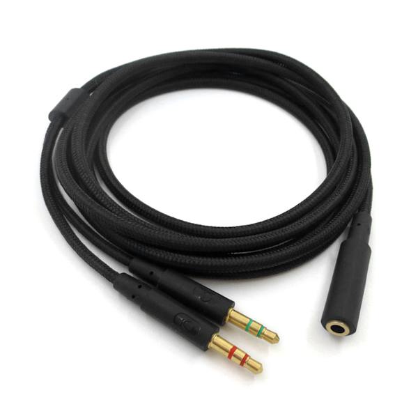 Ersättnings 3,5 mm 2 i 1 Gaming Headset Audio Förläng kabel för HyperX Cloud II/för Alpha/Cloud Flight Headset för Comp