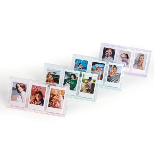 3 tum fotoram Ins Stjärnor Litet kort Plattform Fotohållare Kamera Fotoskal för Polaroid Mini Storage 3 Grid Purple