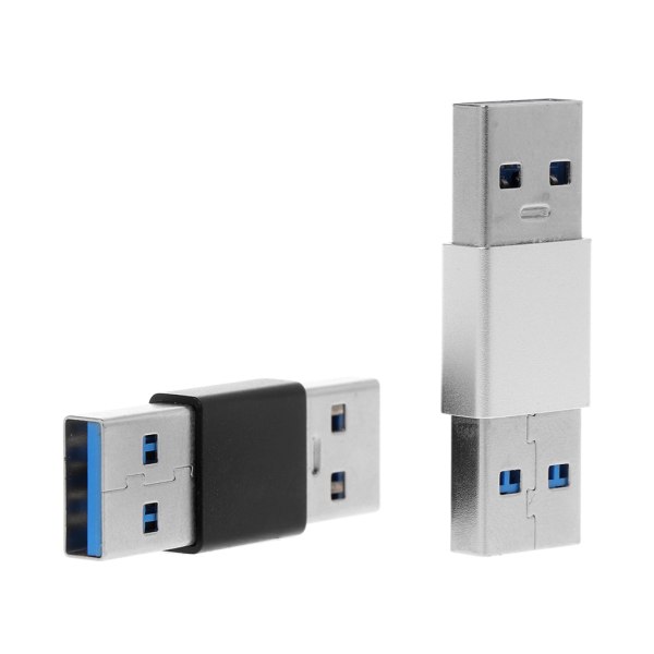 USB 3.0 Hane-Male High Speed ​​Extender Adapter Silver/Svart Bärbar Lättvikt Black