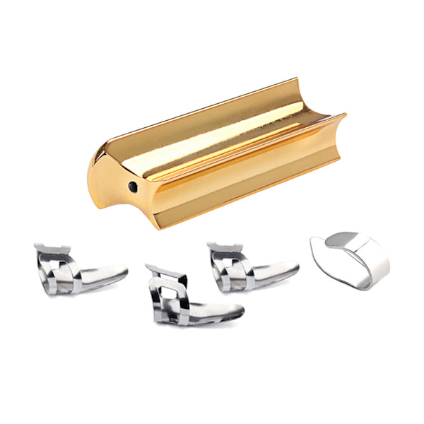 Metallgitarr Slide Elektrisk Gitarr Slide med 3 Finger Picks och 1 Tum Pick Gold