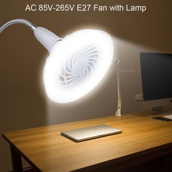 E27 takfläkt med LED-ljus 5-blads modern lampa 5,79 tum fläktlampa Justerbar hastighet med E27 lamphuvud AC85V-265V