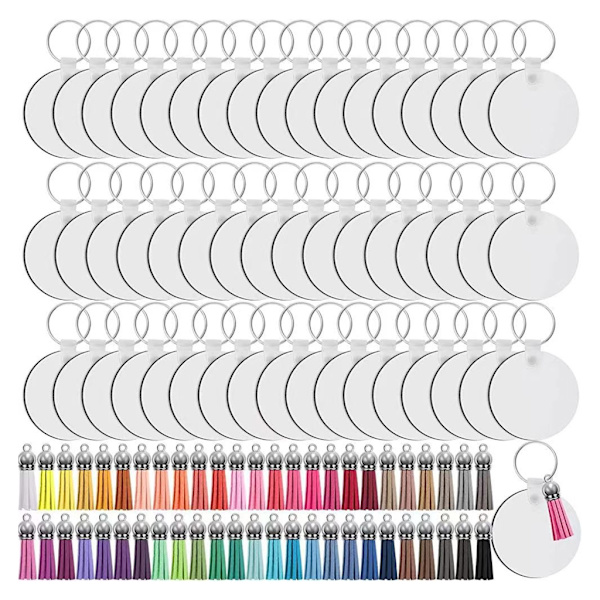 200 stk. Sublimation Nøglering Blanks Sæt Heat Transfer Blank Nøglering kvaster Sublimation Nøgleringe Blanks Dobbeltsidet
