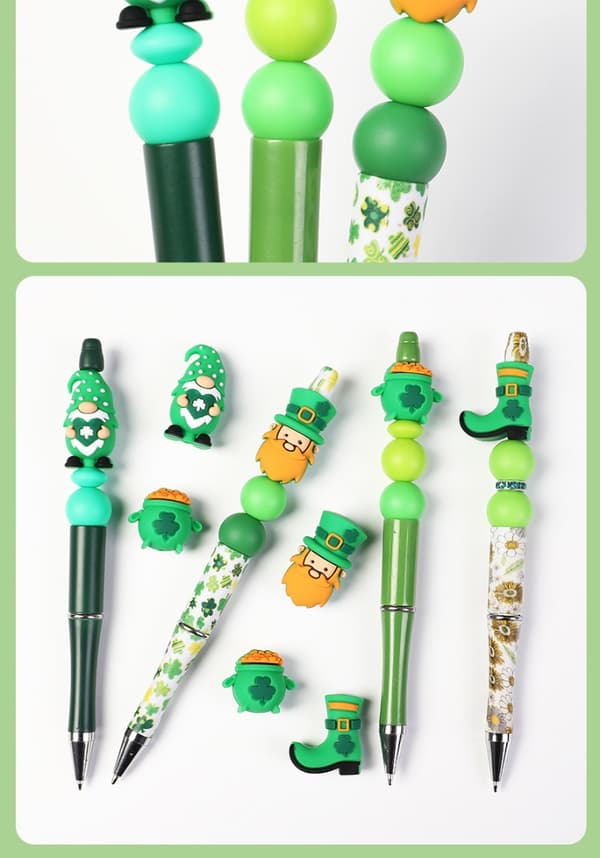 40 3D silikonpärlor för St. Patrick's Day
