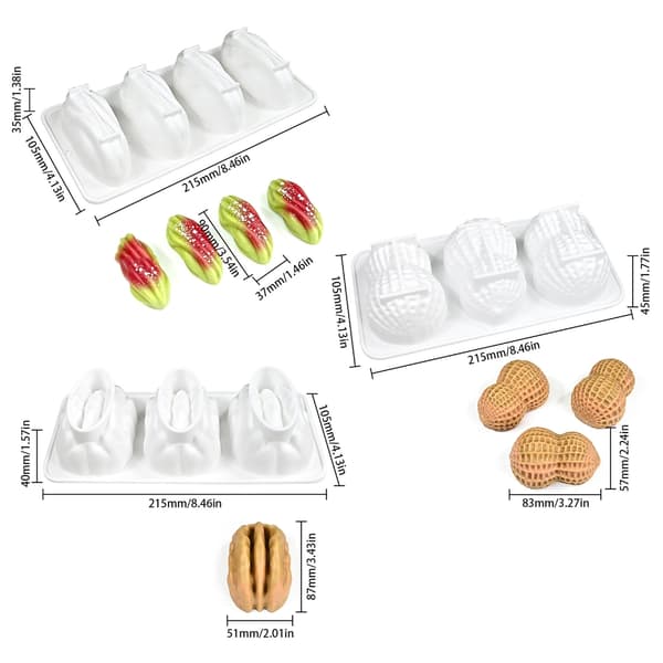 Nødder Silikoneforme til kagepynt Cupcake Toppers Nødder Fondantforme