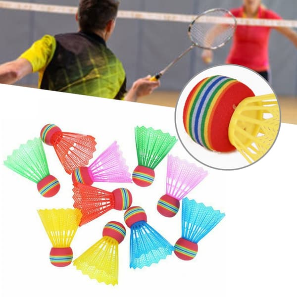 10 st Badminton Regnbåge Huvud Nylon Plast Badmintonboll Set för Spel