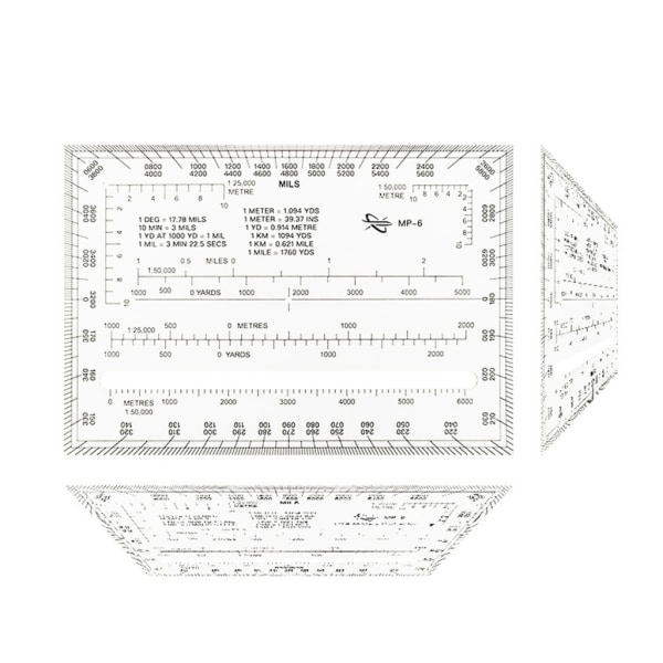 Militär gradskiva Yttre kanter 0-6400 Miles Koordinatskala Kartmätverktyg