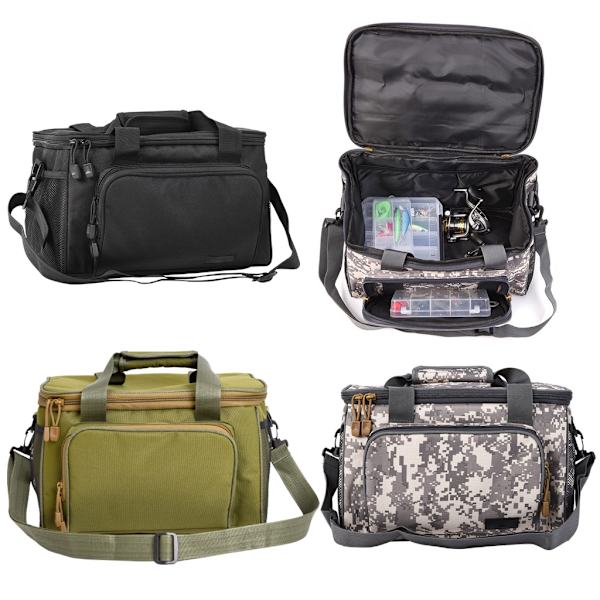 Fiske skuldertaske fiskegrej taske stor kapacitet vandafvisende fiske lokkemad taske Army Green