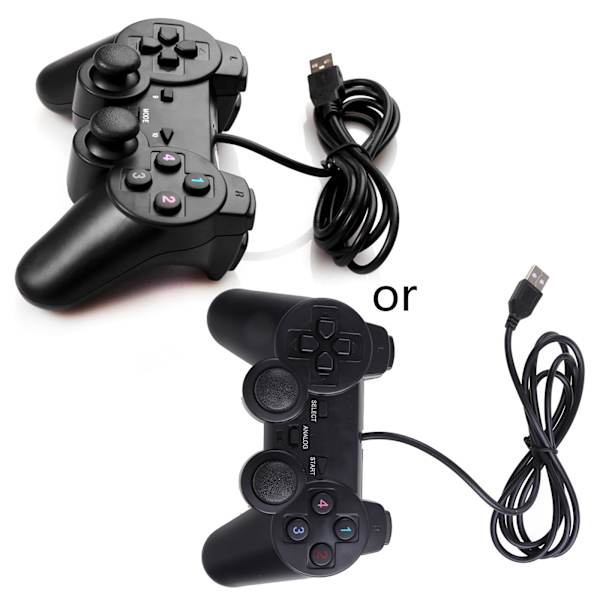 Kabelført USB 2.0 PC-spilcontroller til Windows XP 7 PC Computer Laptop Sort Gamepad Vibrerende Joystick-tilbehør