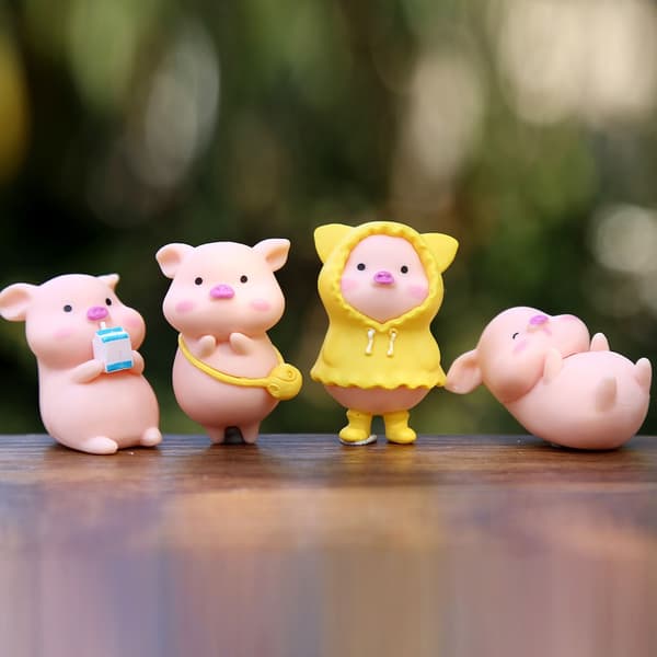 Små grise Mini harpiks grise figurer til havepynt, håndværkspynt