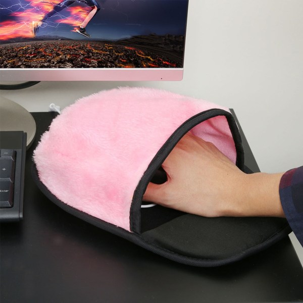 USB-uppvärmd musmatta Handvärmare Julklapp för dator PC Laptop Notebook Pink