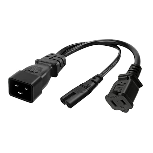 3-benet C20 til C7+Nema 1-15R stikadapter ledning hanstik til hunstik konverterkabel Y-splitter strømledning