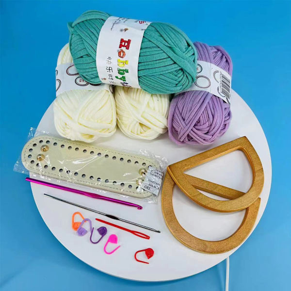 DIY håndlavet taske Retro stil håndtaske syning med syværktøj PU læder bund Hæklet håndtag Tasker Fremstilling af håndværkstilbehør Style 1