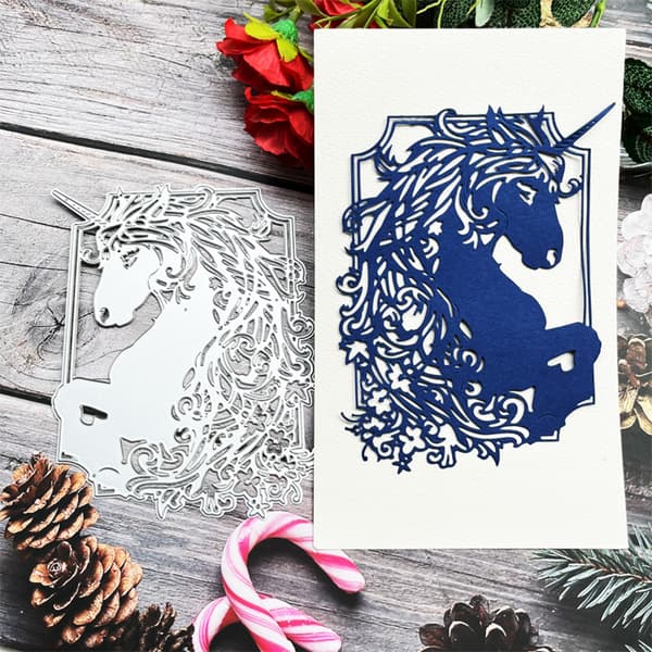Häst Prägling Stansar för Presentkortstillverkning DIY Scrapbooking Mallar