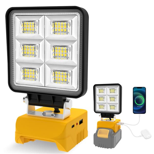 2 stk oppladbar LED-arbeidslampe bærbar justerbar base LED-flomlys