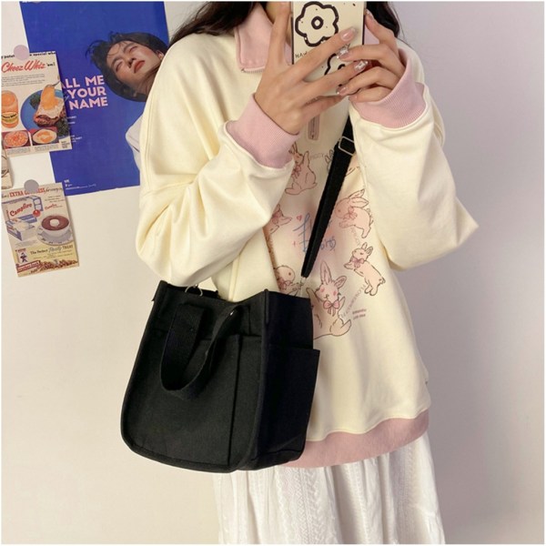 Dam Casual Messenger Bag Axelväska Canvas Handväskor Stor Crossbody-väska Green
