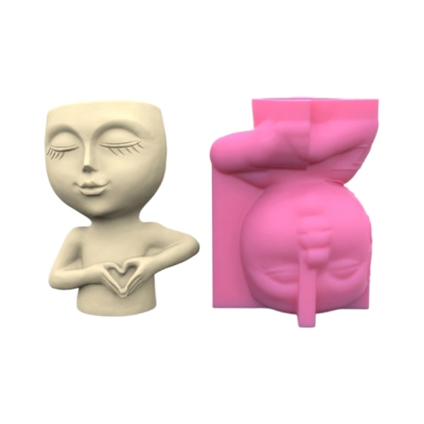 Love Girl Betong Silikon Form Suckulent Blomkruka Lera Cement Gips Form